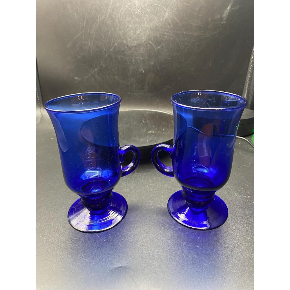 Anchor Hocking Cobalt Irish Coffee Mugs